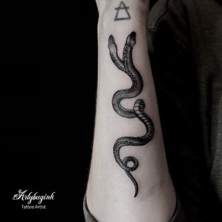 Double headed snake tattoo by Artybugink