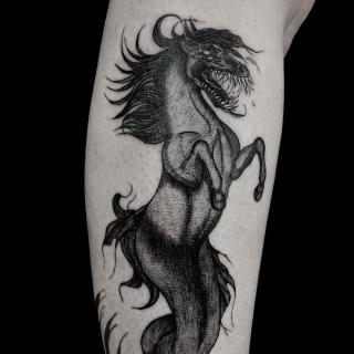 Sea horse monster tattoo by Artybugink